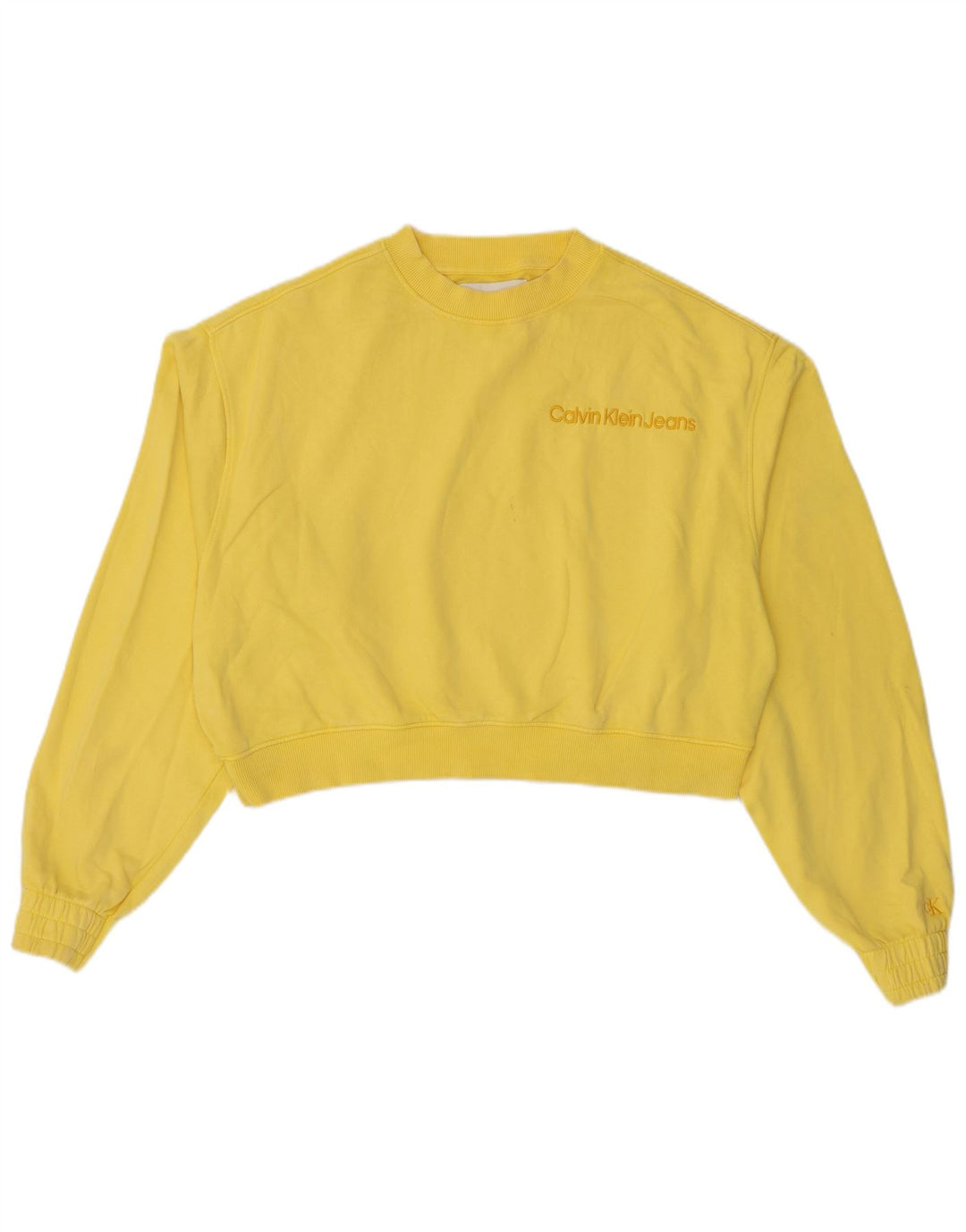 Calvin Klein Jeans Womens Oversized Sweatshirt Jumper UK 16 Large Yellow