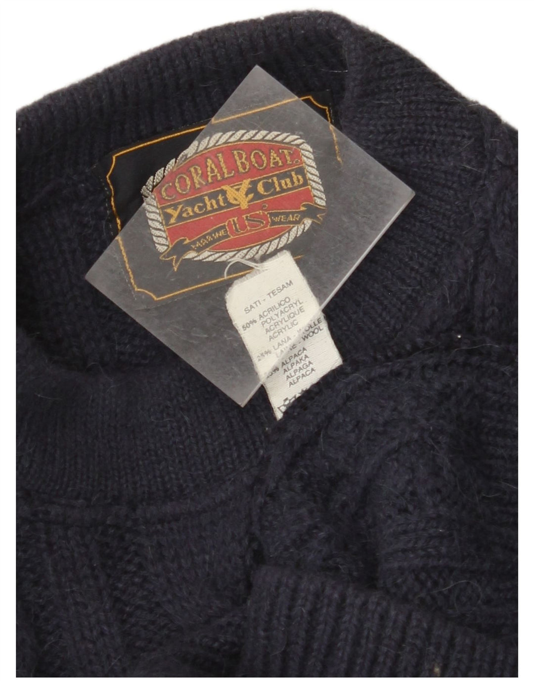 VINTAGE Womens Crew Neck Jumper Sweater UK 18 XL Navy Blue Acrylic