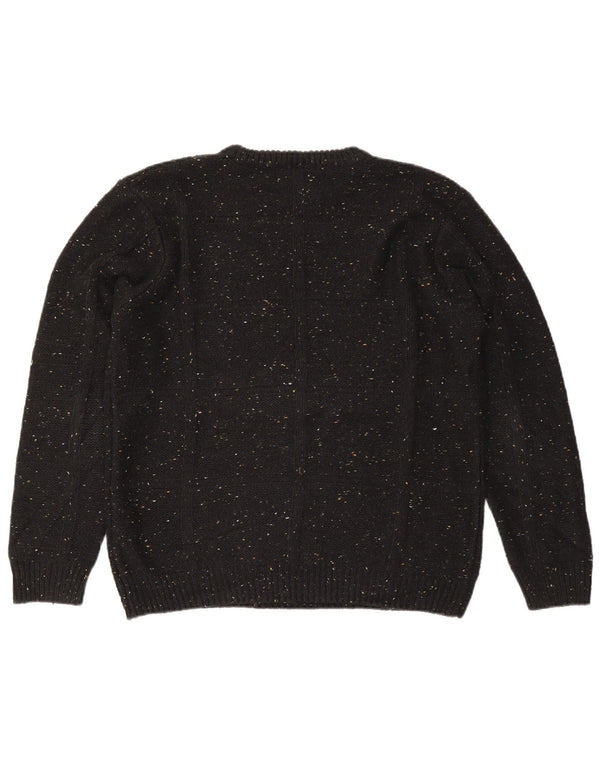Zara Mens Crew Neck Jumper Sweater Large Black Flecked Cotton