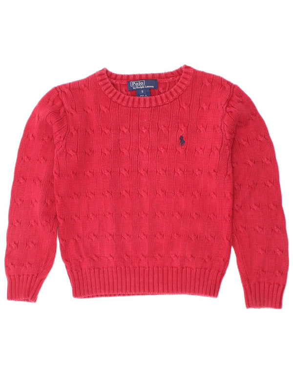 Polo Ralph Lauren Boys Boat Neck Jumper Sweater 4-5 Years Red Cotton