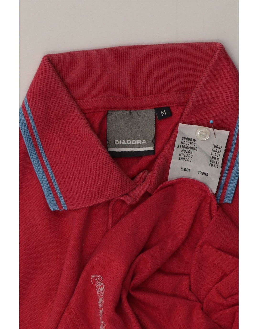 Diadora Mens Polo Shirt Medium Pink Cotton