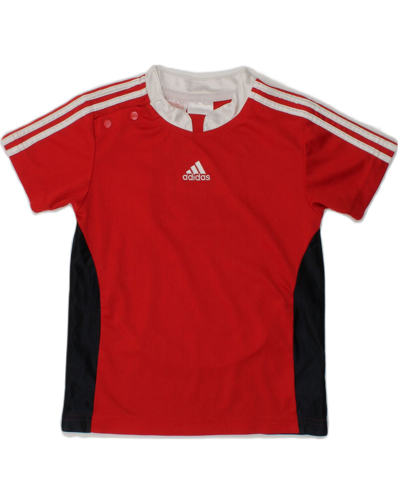 ADIDAS Boys Graphic T-Shirt Top 2-3 Years Red Colourblock | Vintage Adidas | Thrift | Second-Hand Adidas | Used Clothing | Messina Hembry 