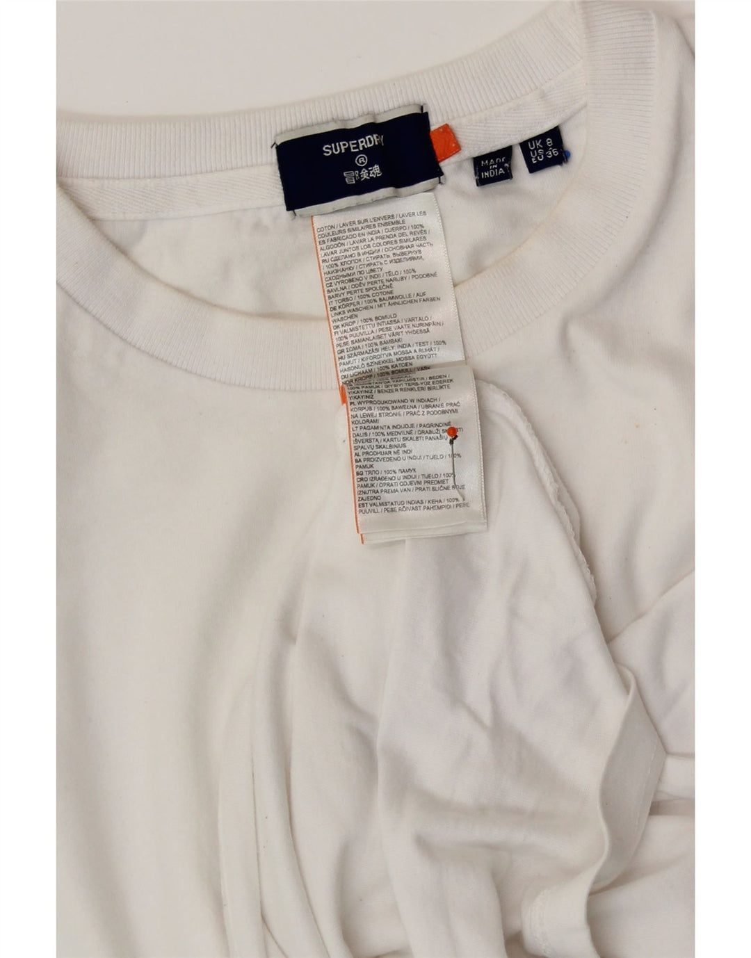 SUPERDRY Womens T-Shirt Top UK 8 Small White Cotton