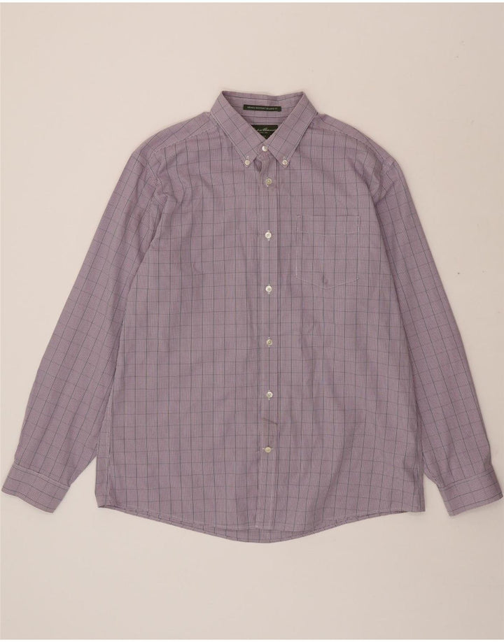 EDDIE BAUER Mens Seattle Relaxed Fit Shirt Large Purple Check Cotton Vintage Eddie Bauer and Second-Hand Eddie Bauer from Messina Hembry 