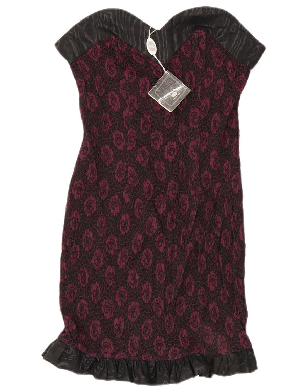 Aurelio Zepino Womens Strapless Dress IT 46 Large Burgundy Floral Acetate