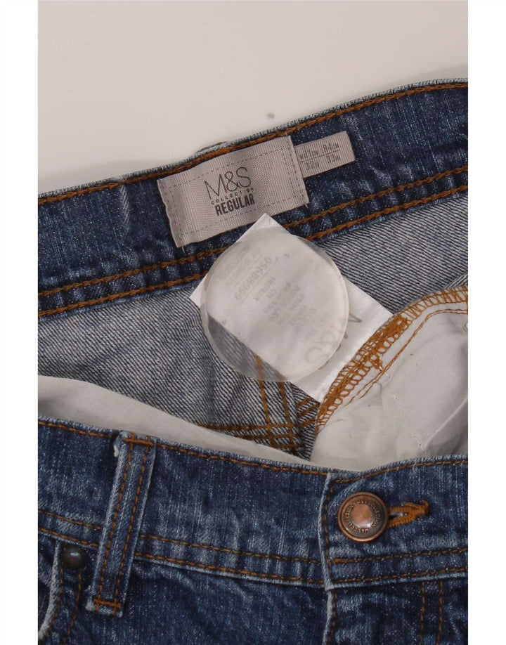 Marks & Spencer Mens Regular Fit Straight Jeans W32 L33 Blue Cotton