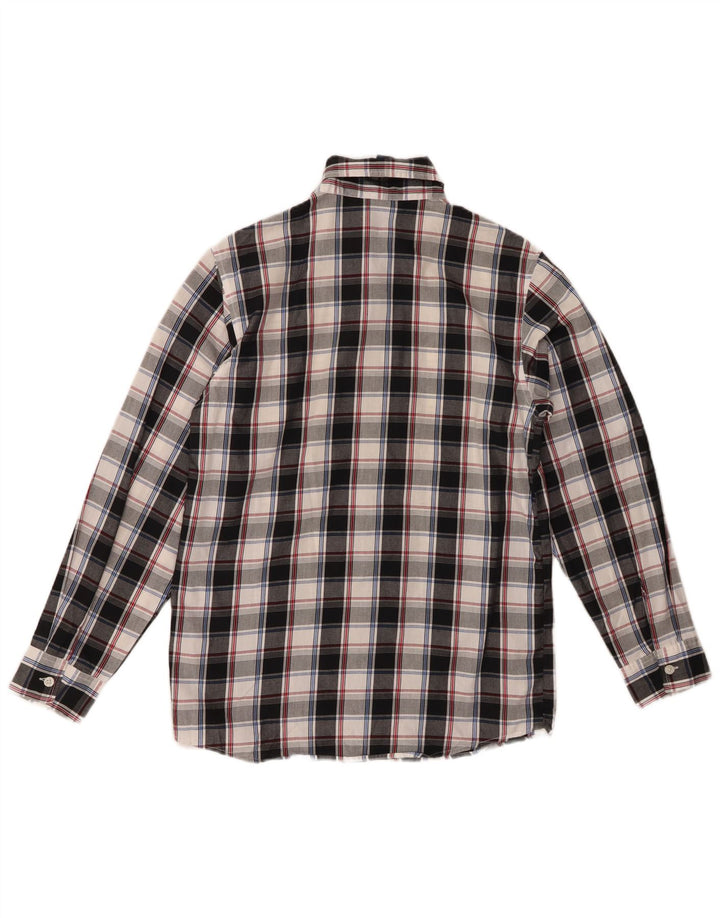 IZOD Boys Flannel Shirt 14-15 Years Large Black Check Cotton