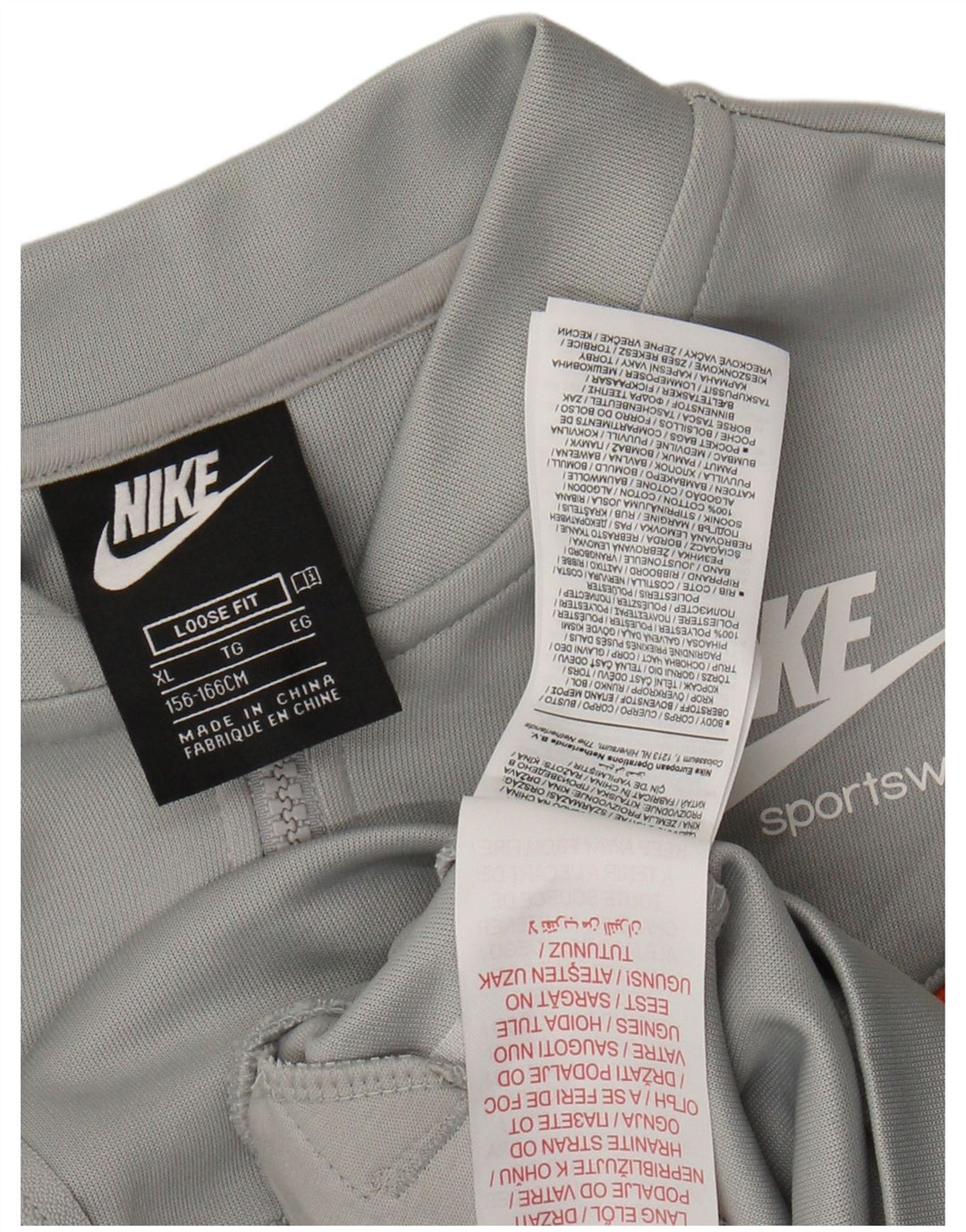 NIKE Girls Loose Fit Tracksuit Top Jacket 13-14 Years XL Grey Colourblock