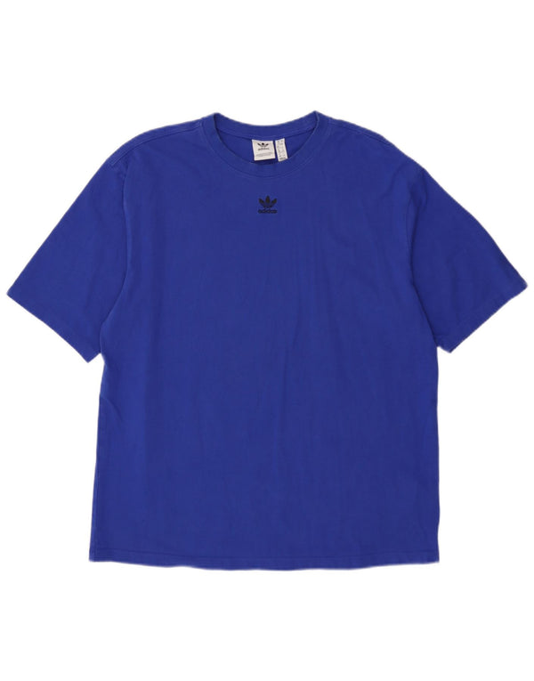 Adidas Womens Loose Fit T-Shirt Top UK 12 Medium Blue Cotton
