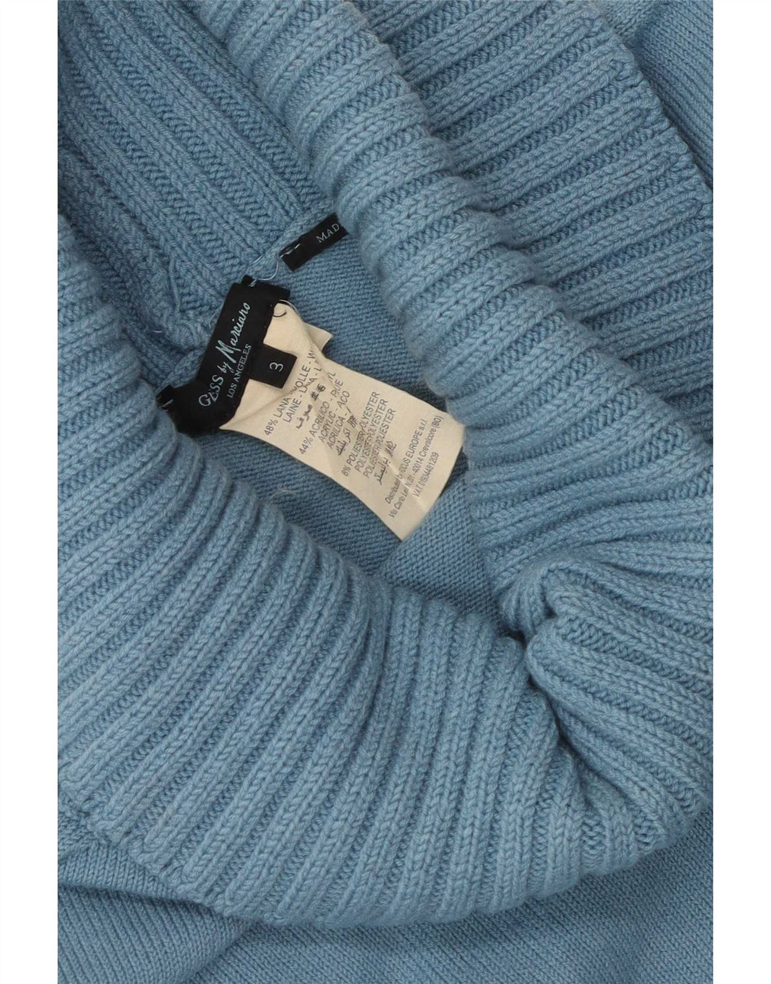 Guess Womens Roll Neck Jumper Sweater Size 3 Small Blue Wool