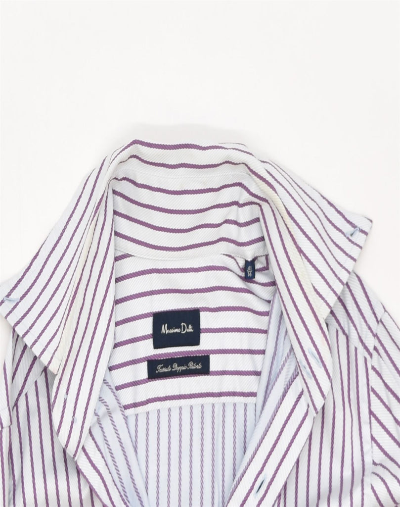 MASSIMO DUTTI Mens Shirt Size 16 1/2 Large Purple Striped Cotton | Vintage | Thrift | Second-Hand | Used Clothing | Messina Hembry 