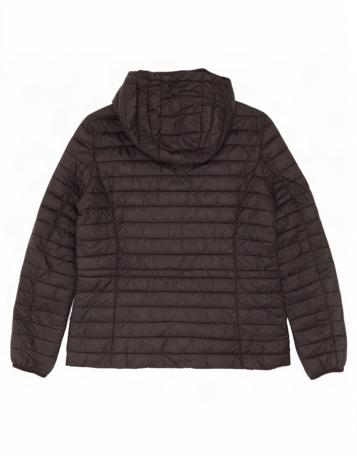 Massimo Dutti Womens Hooded Padded Jacket UK 12 Medium Black Nylon