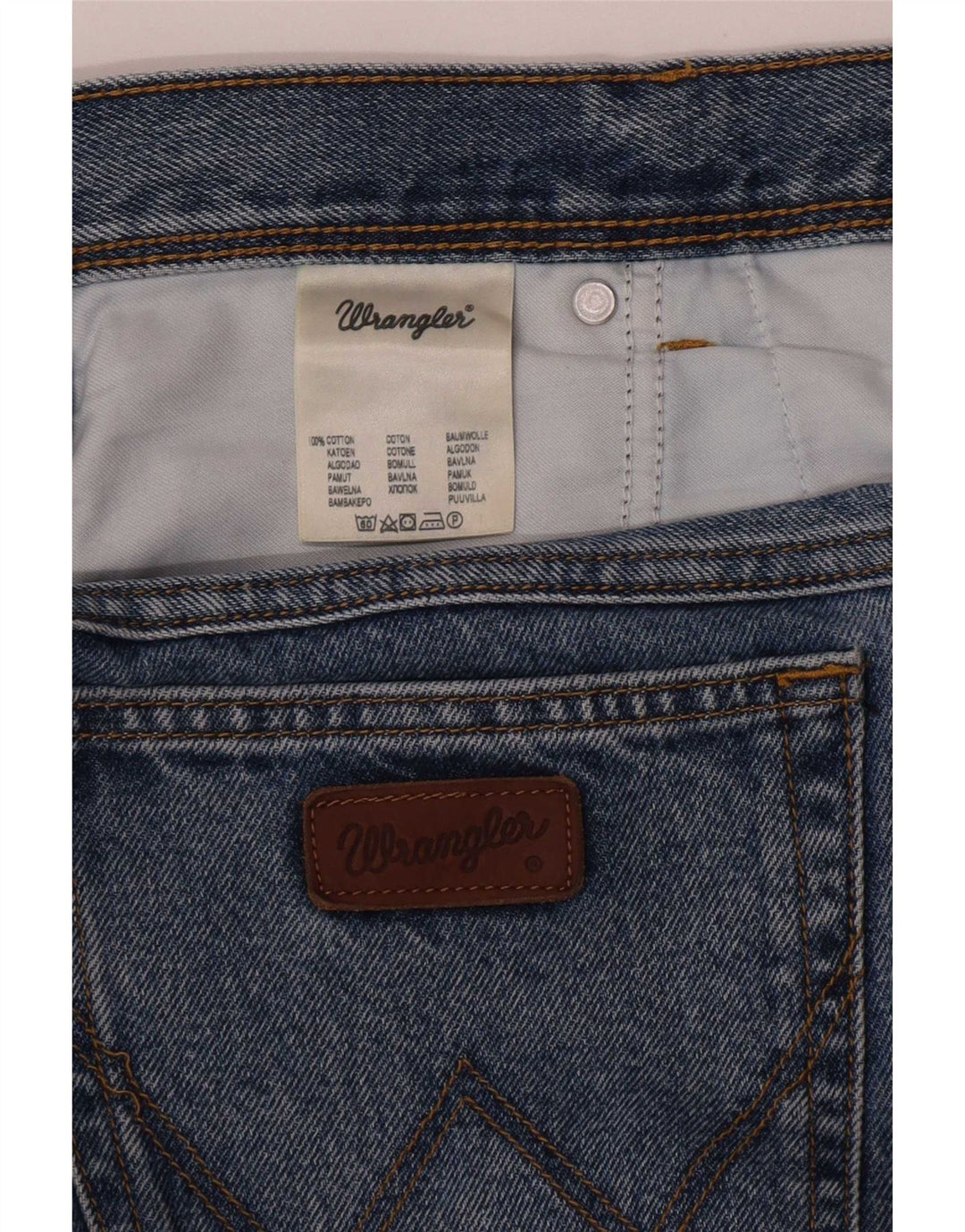 Wrangler Mens Regular Fit Straight Jeans W38 L30 Blue Cotton