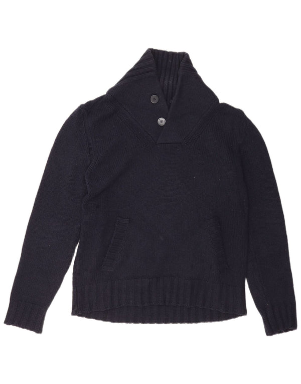 Murphy & Nye Mens Shawl Neck Jumper Sweater Medium Navy Blue Viscose
