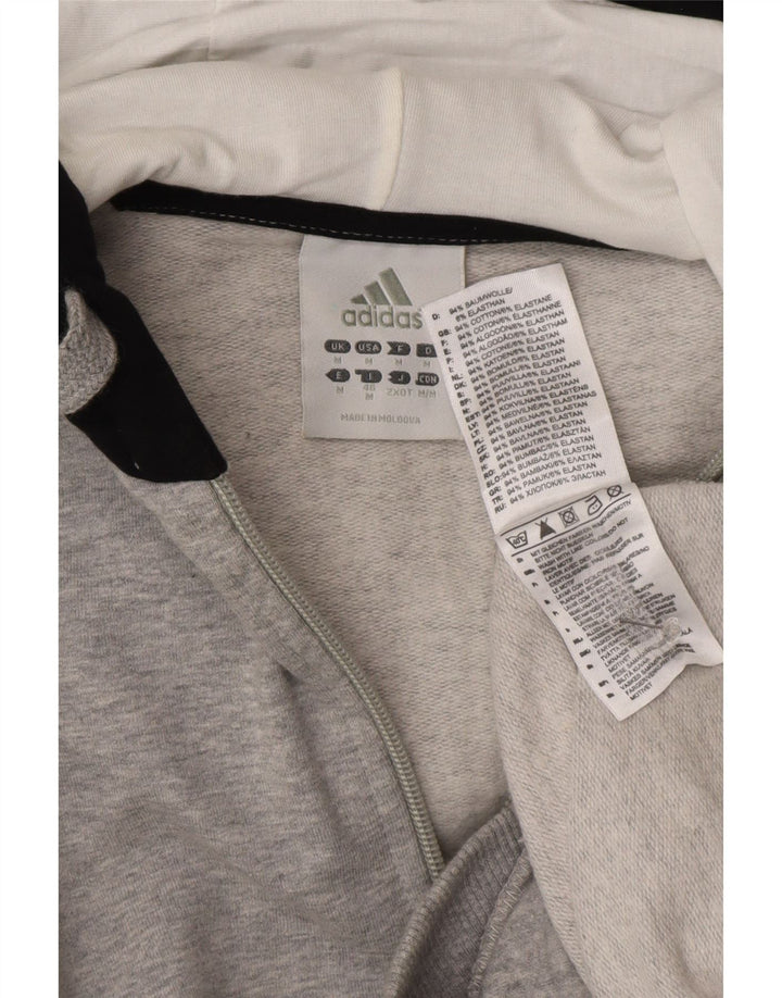 Adidas Mens Zip Hoodie Sweater Medium Grey Colourblock Cotton