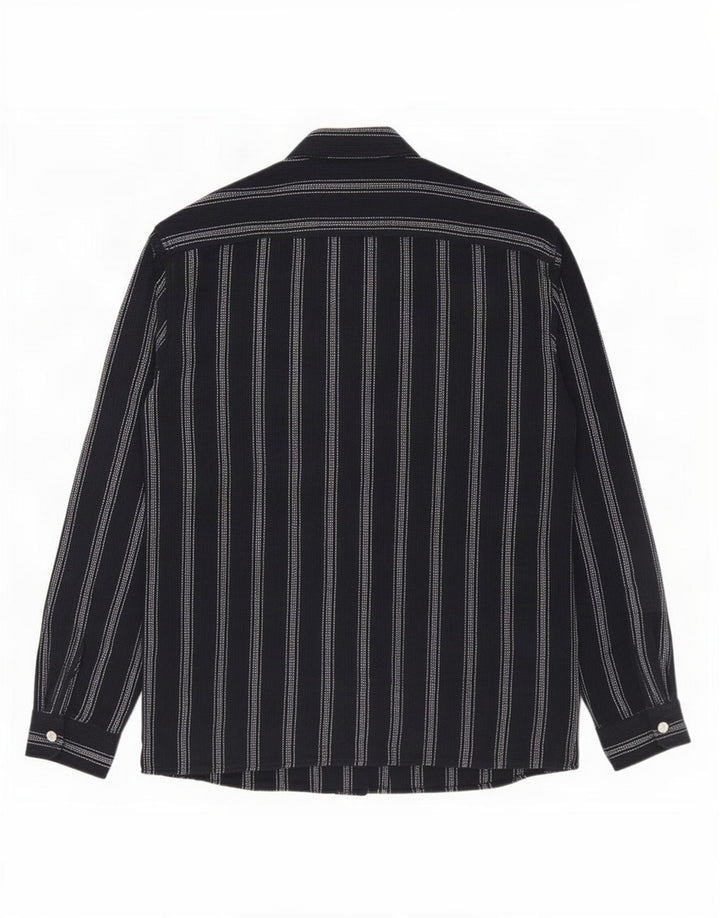 Zara Mens Shirt Medium Navy Blue Striped Cotton