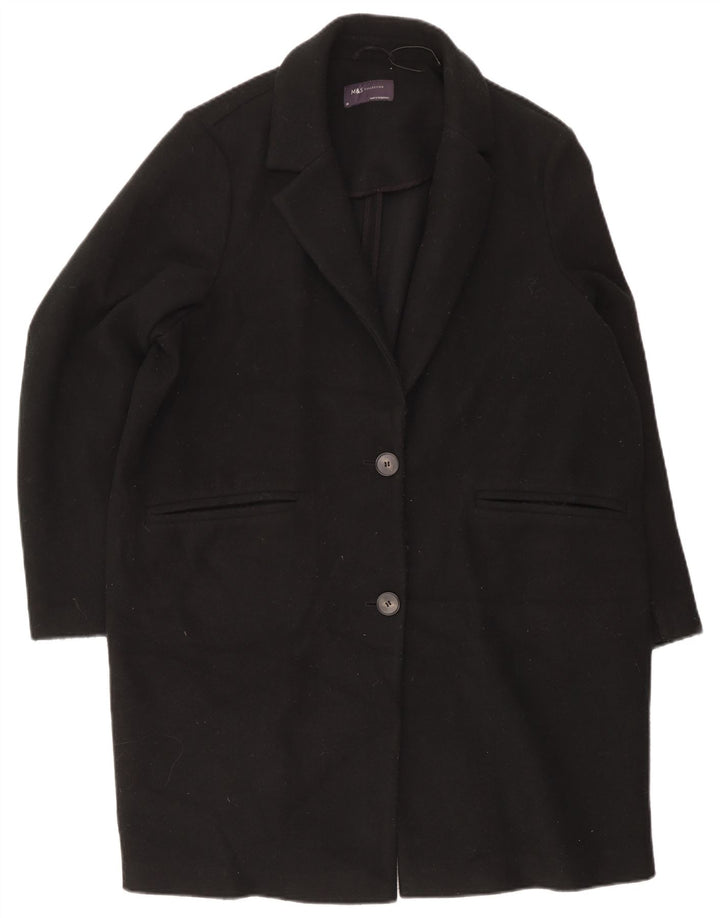 Marks & Spencer Womens Overcoat UK 20 2XL Black Polyester