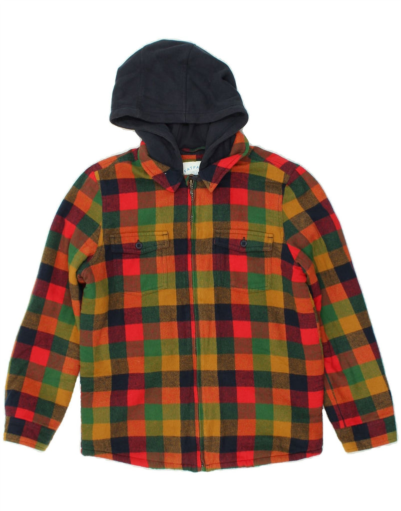 FAT FACE Boys Hooded Flannel Shirt 12-13 Years Multicoloured Check Cotton | Vintage Fat Face | Thrift | Second-Hand Fat Face | Used Clothing | Messina Hembry 