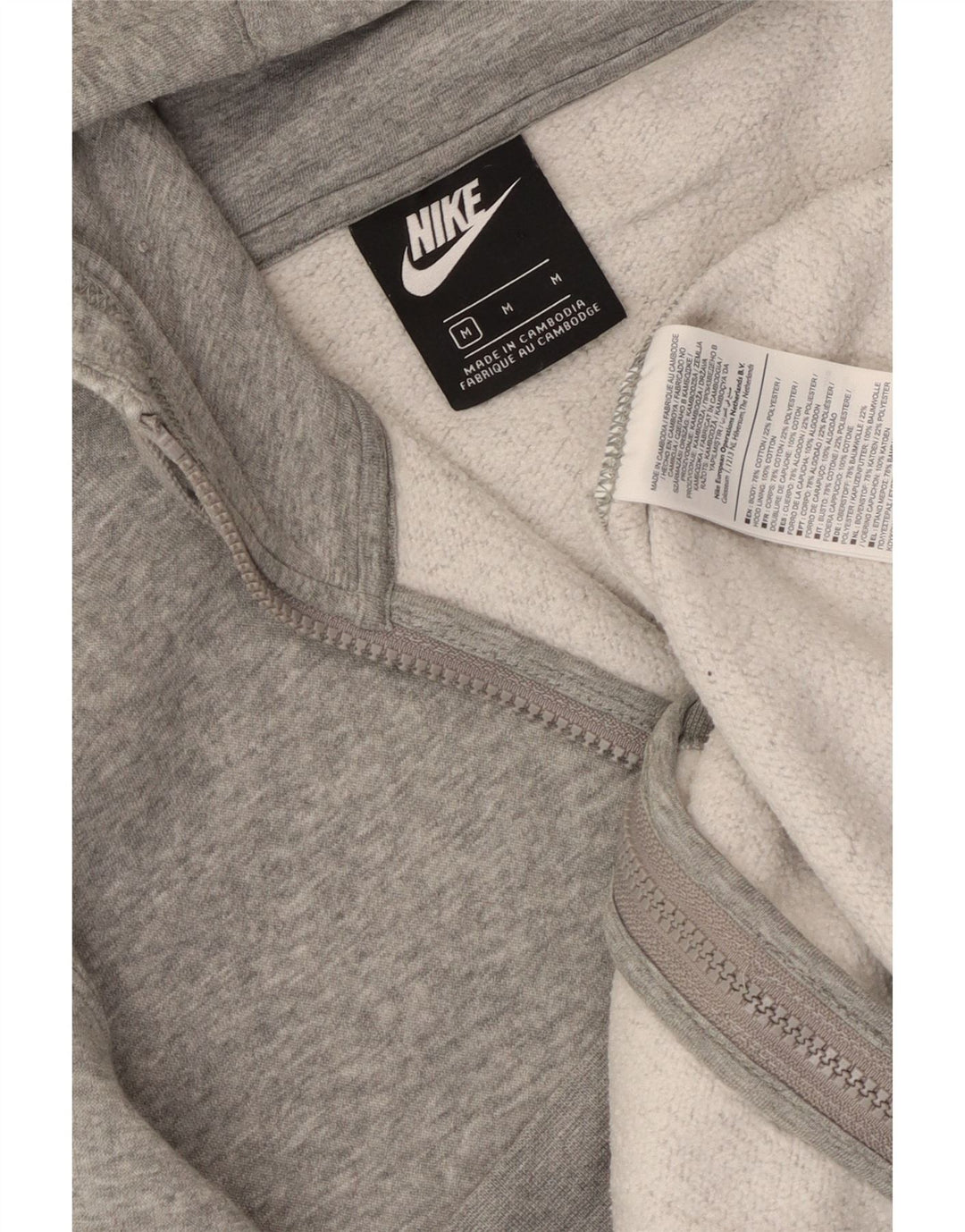 Nike Mens Hooded Zip Hoodie Sweater Medium Grey Cotton