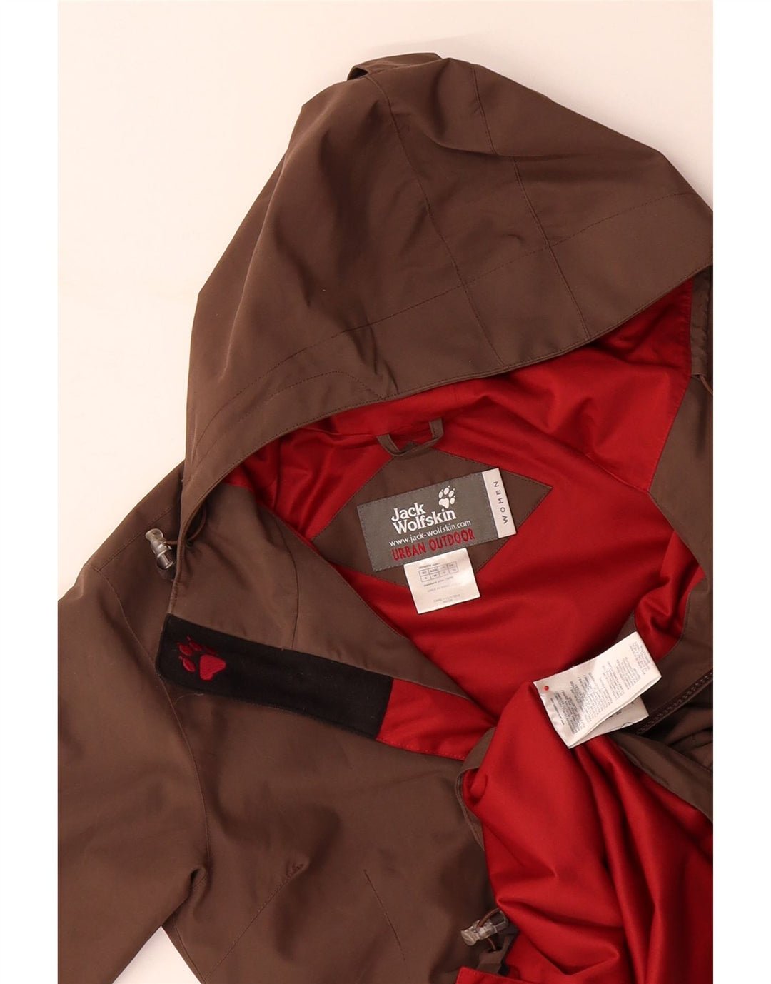 JACK WOLFSKIN Womens Hooded Windbreaker Jacket UK 10 Small Brown Polyester