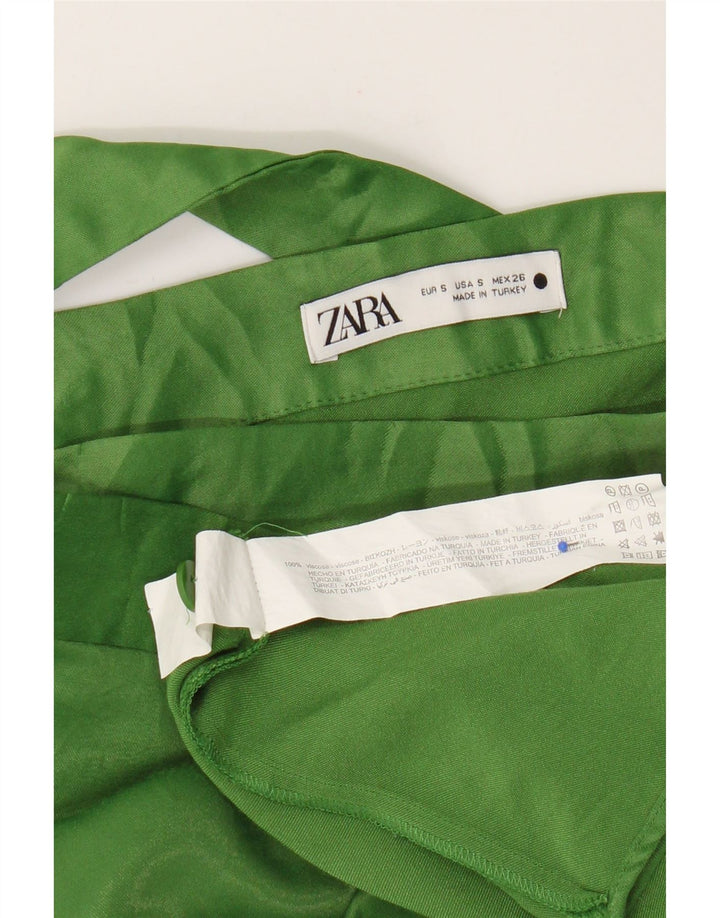 Zara Womens Mini Wrap Skirt Small W26 Green Viscose