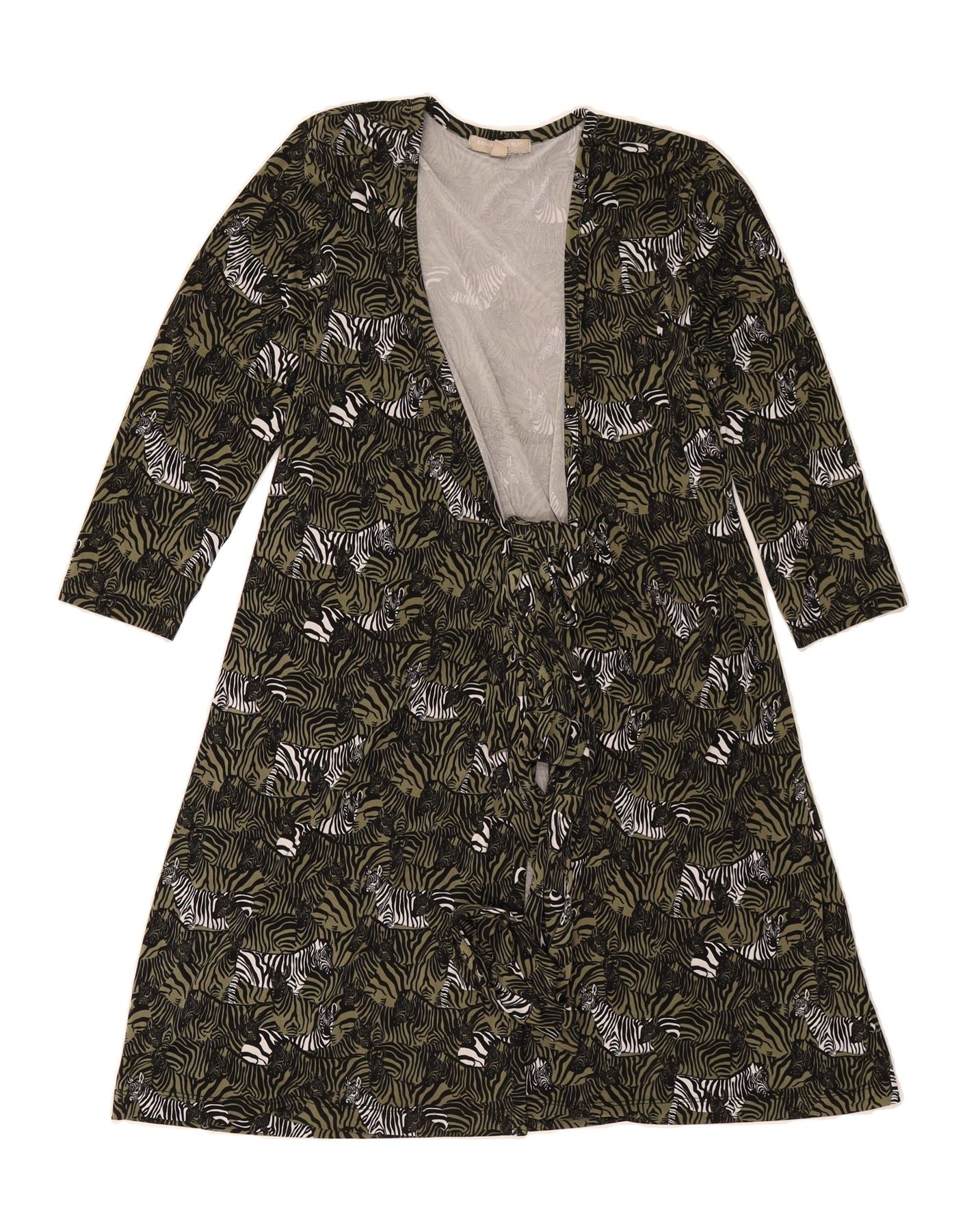BANANA REPUBLIC Womens Wrap Dress UK 14 Medium Green Animal Print
