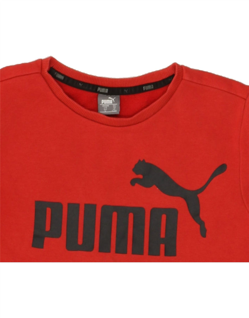 PUMA Boys Graphic Sweatshirt Jumper 11-12 Years Red Cotton | Vintage Puma | Thrift | Second-Hand Puma | Used Clothing | Messina Hembry 