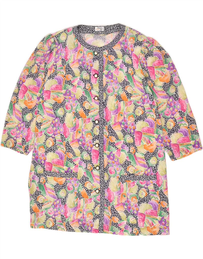 VINTAGE Womens 3/4 Sleeve Shirt Blouse UK 16 Large Multicoloured Floral Vintage Vintage and Second-Hand Vintage from Messina Hembry 