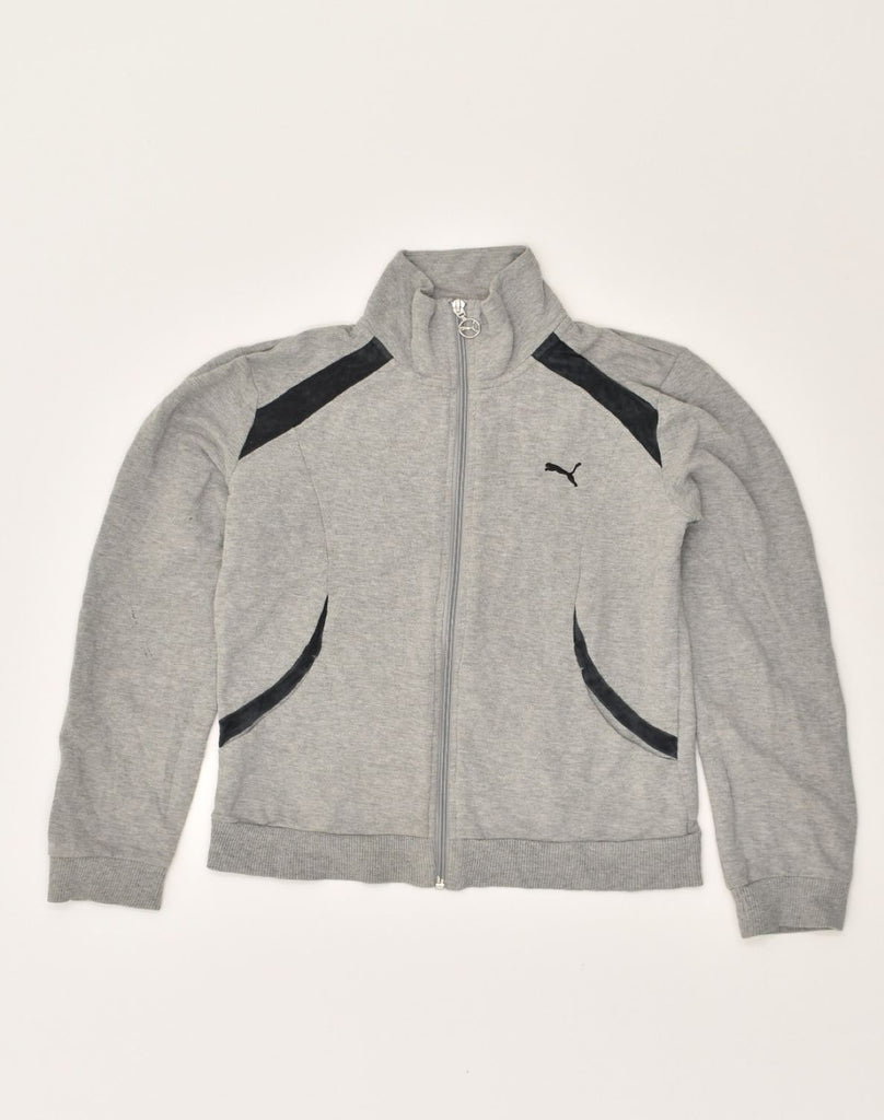 PUMA Womens Tracksuit Top Jacket UK 10 Small Grey Cotton | Vintage Puma | Thrift | Second-Hand Puma | Used Clothing | Messina Hembry 