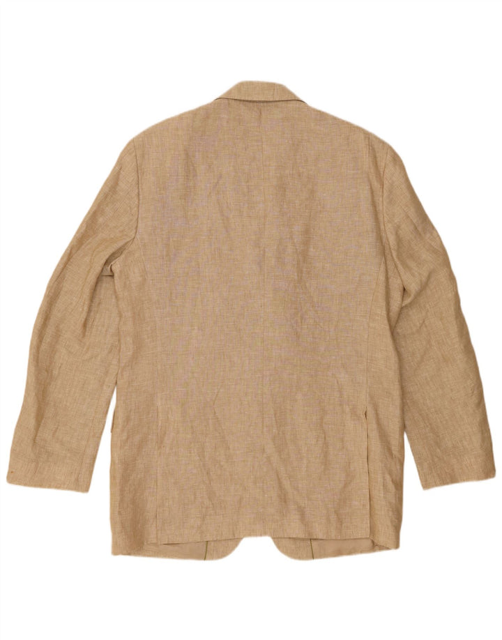 MASSIMO DUTTI Mens 3 Button Blazer Jacket UK 38 Medium Beige Linen