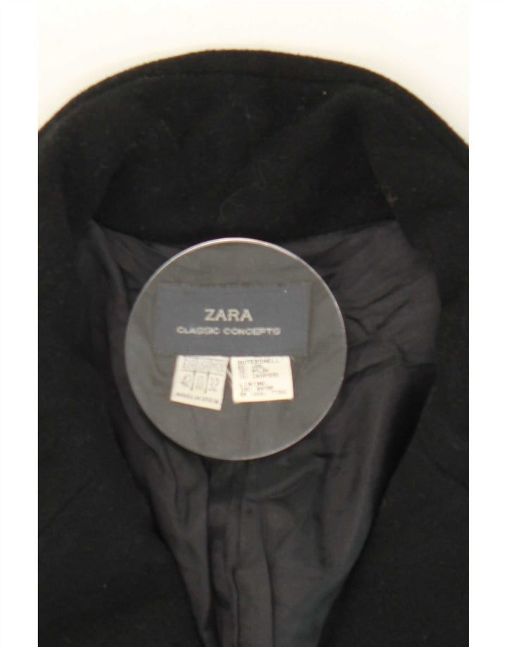 Zara Womens Overcoat EU 42 Large Black Wool
