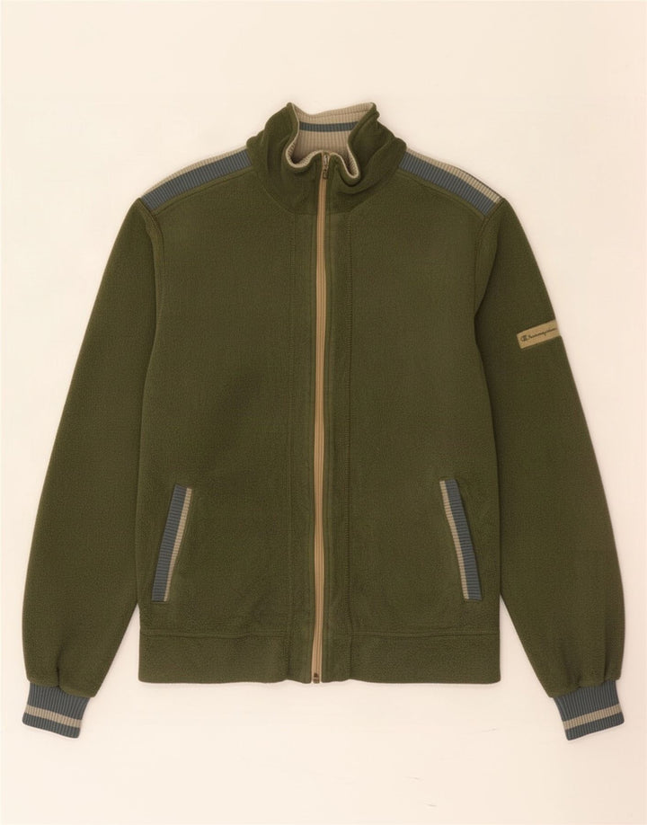 Champion Mens Fleece Jacket UK 36 Small Green Colourblock Polyester
