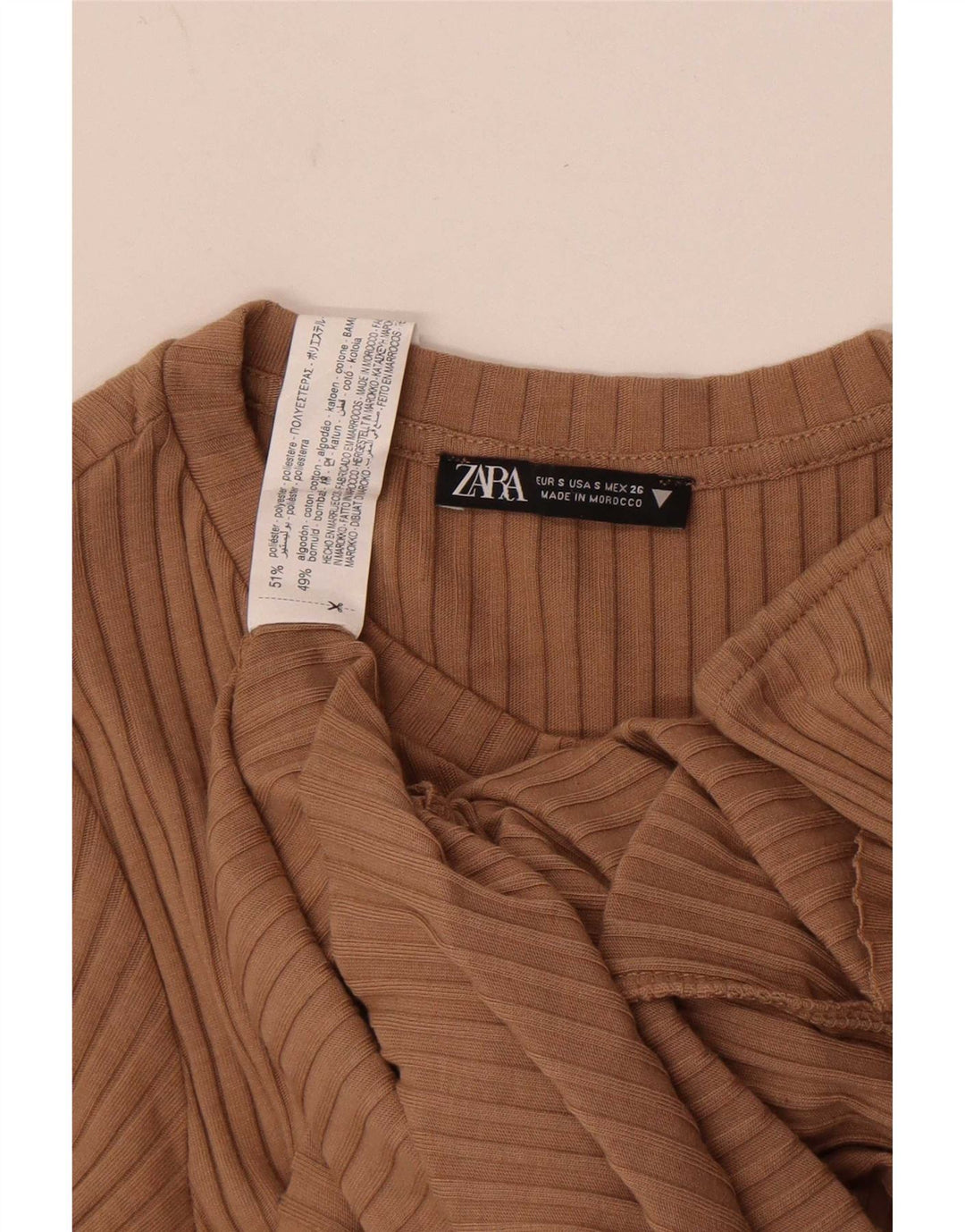 Zara Womens Bodycon Dress UK 8 Small Beige Polyester