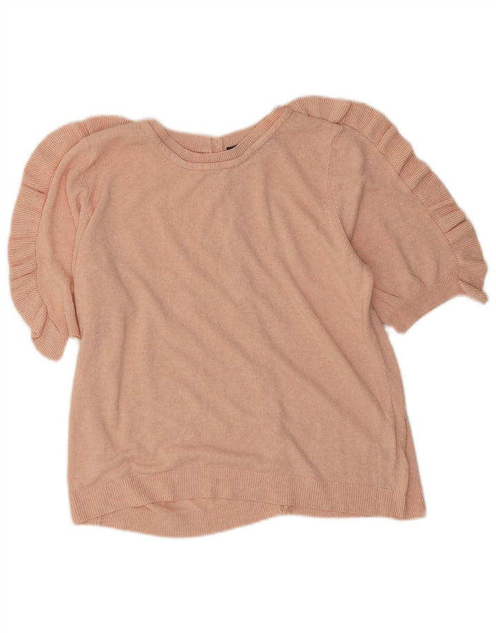 Marks & Spencer Womens Ruffle Cardigan Sweater UK 14 Medium Pink