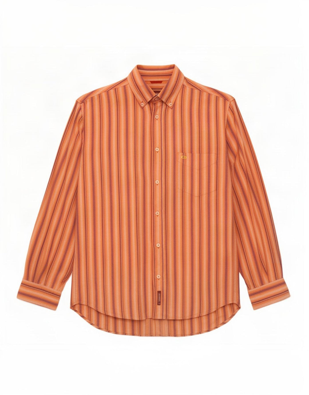 Carrera Mens Shirt Large Orange Striped Cotton