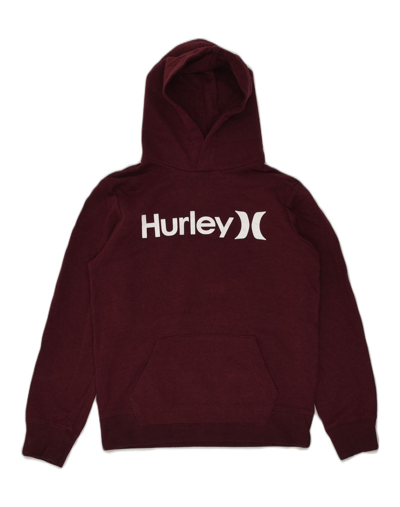 HURLEY Boys Graphic Hoodie Jumper 14-15 Years Burgundy Cotton | Vintage Hurley | Thrift | Second-Hand Hurley | Used Clothing | Messina Hembry 