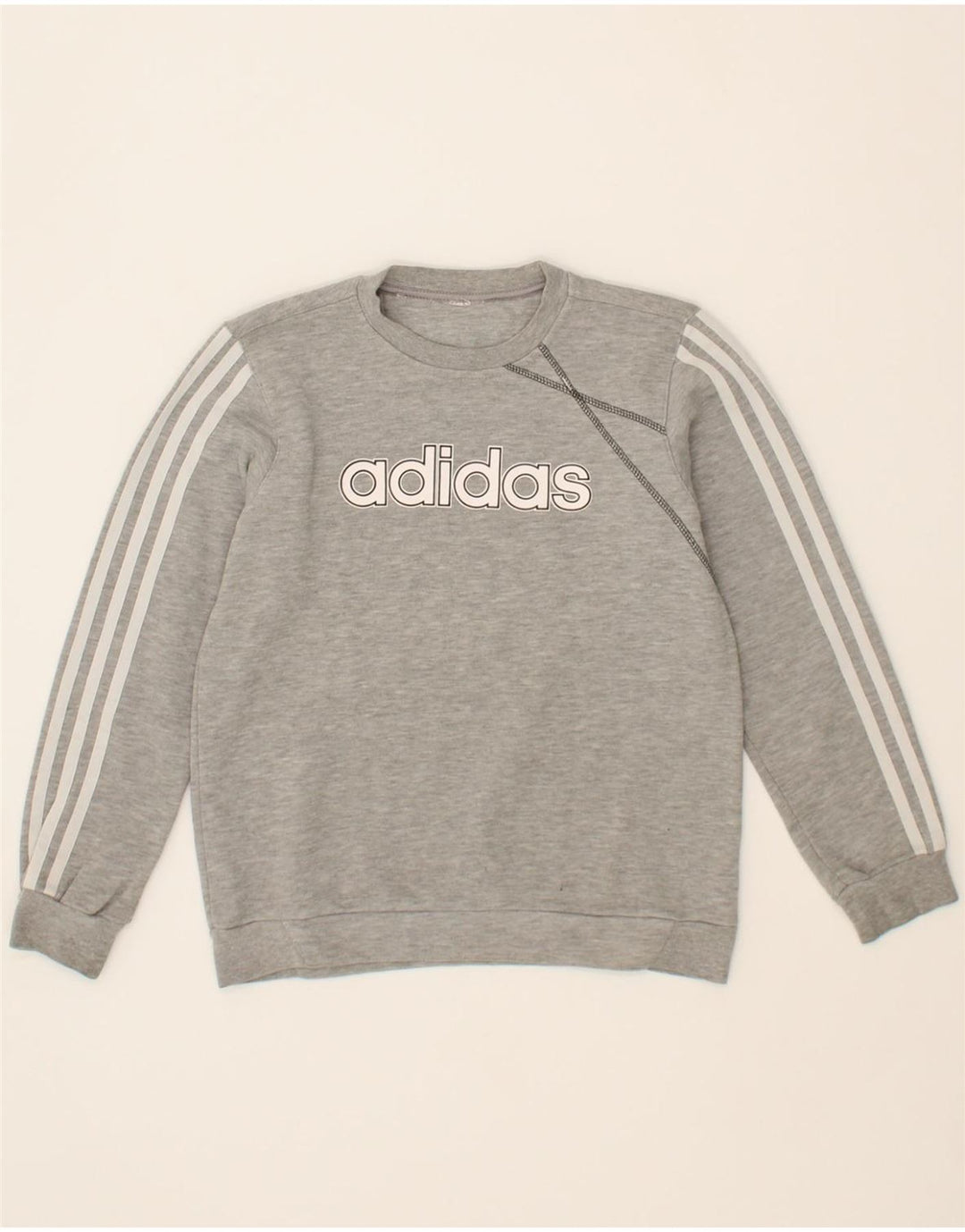 ADIDAS Boys Graphic Sweatshirt Jumper 11-12 Years Grey Cotton Vintage Adidas and Second-Hand Adidas from Messina Hembry 