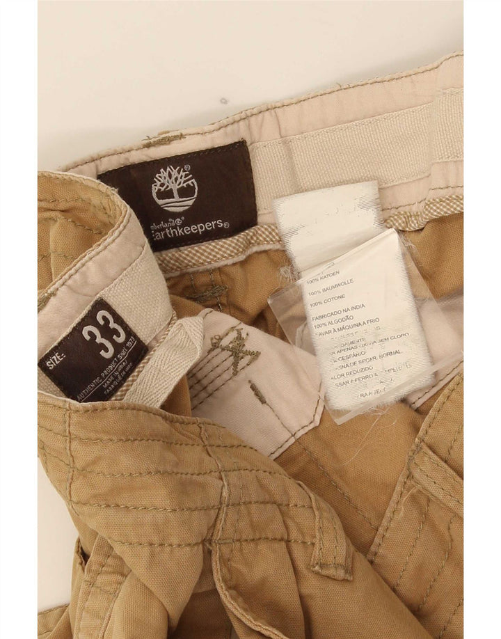 Timberland Mens Straight Cargo Trousers W33 L34 Brown Cotton