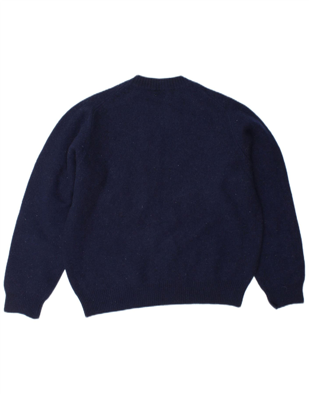 BENETTON Womens Crew Neck Jumper Sweater UK 14 Medium Navy Blue Wool