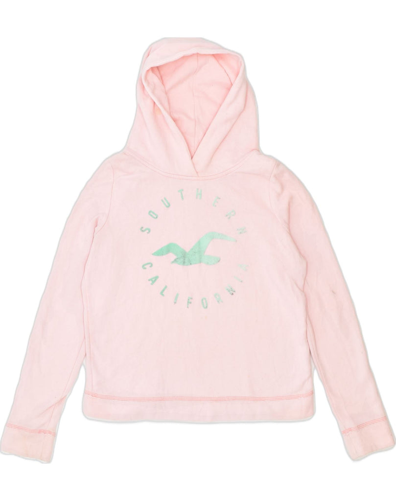 HOLLISTER Womens Graphic Hoodie Jumper UK 14 Large Pink Cotton | Vintage Hollister | Thrift | Second-Hand Hollister | Used Clothing | Messina Hembry 