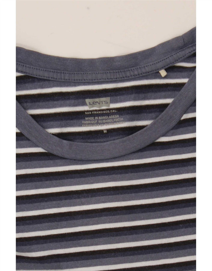 Levi's Womens T-Shirt Top UK 12 Medium Navy Blue Striped