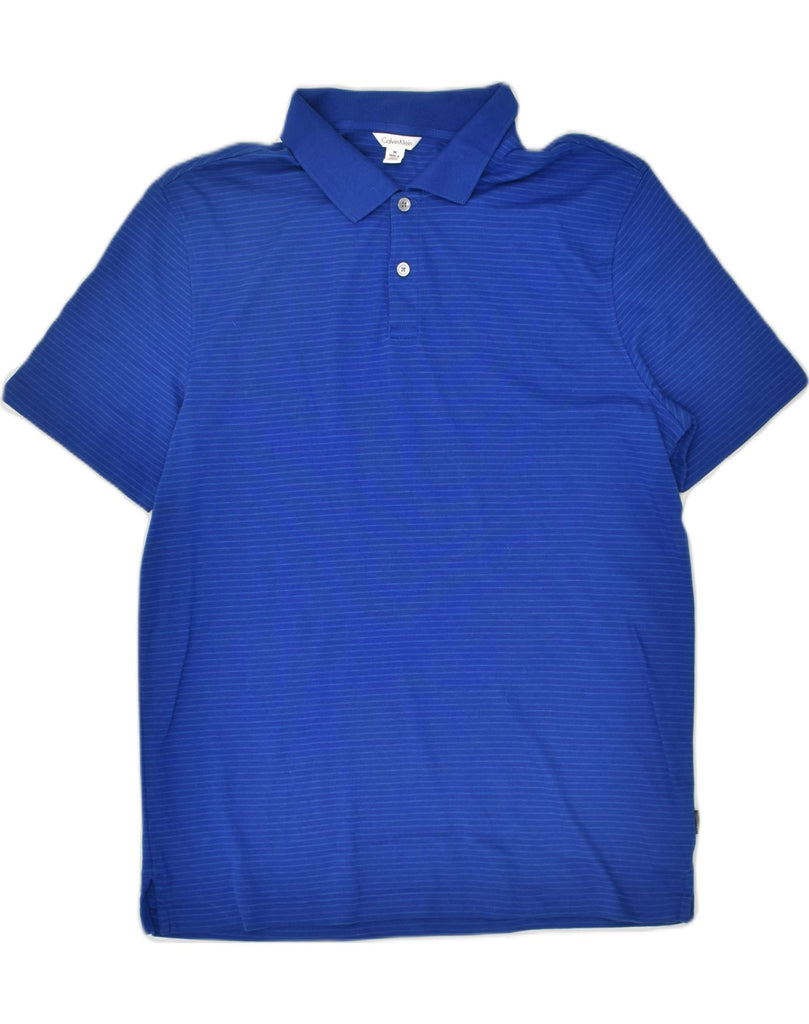 CALVIN KLEIN Mens Polo Shirt Medium Blue Pinstripe Cotton | Vintage Calvin Klein | Thrift | Second-Hand Calvin Klein | Used Clothing | Messina Hembry 