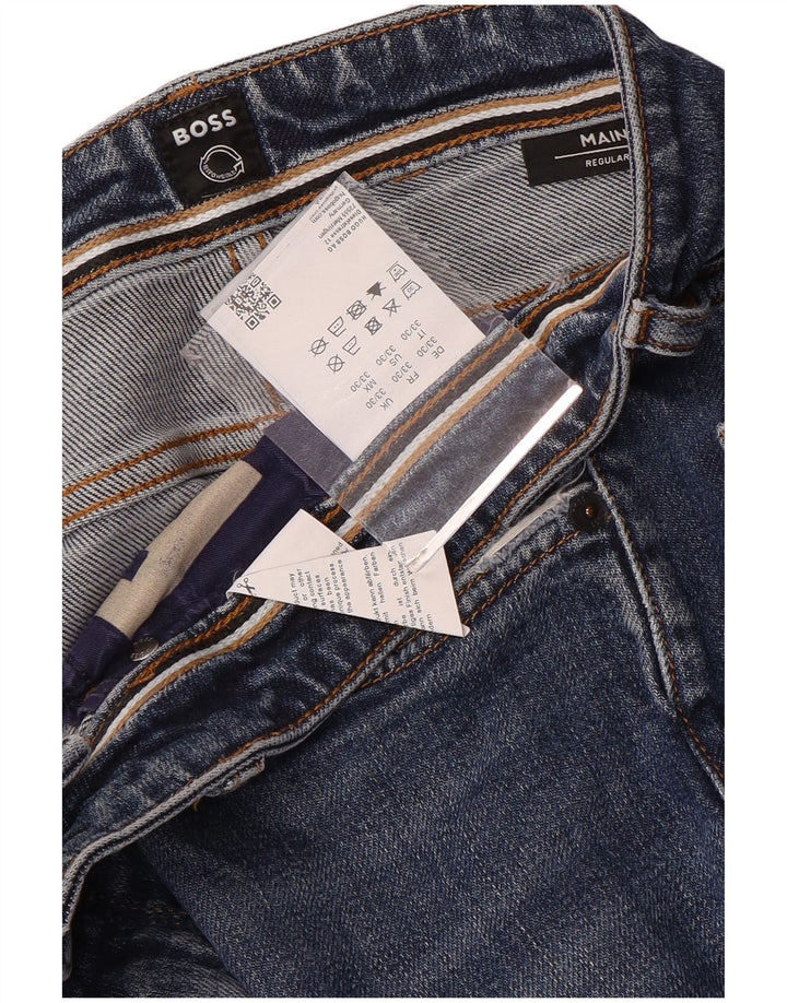 Hugo Boss Mens Regular Straight Jeans W33 L28 Blue Cotton