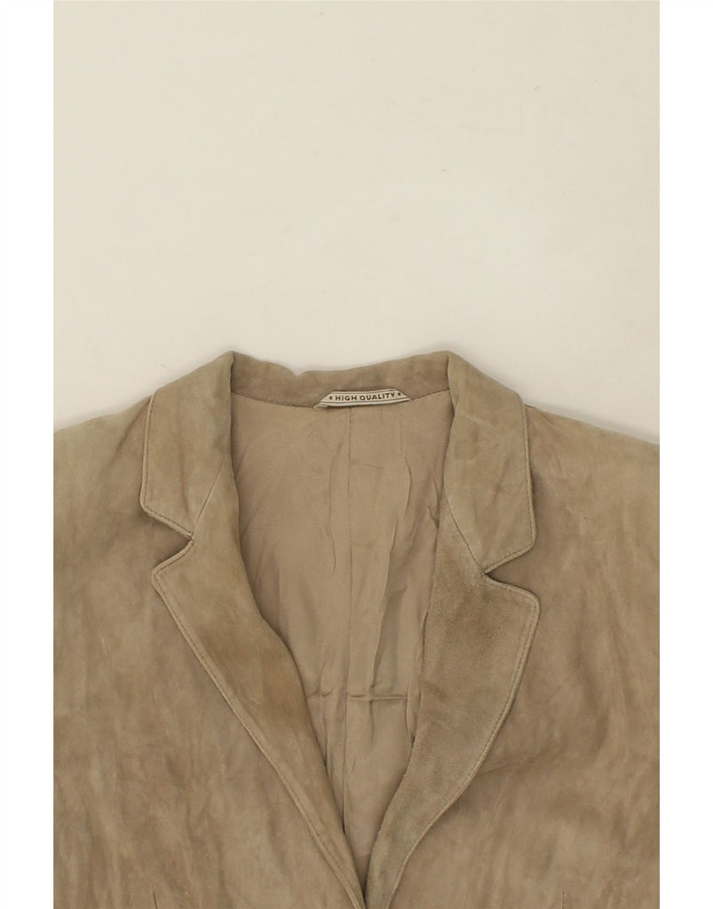VINTAGE Womens Suede 2 Button Blazer Jacket UK 14 Large Beige | Vintage Vintage | Thrift | Second-Hand Vintage | Used Clothing | Messina Hembry 