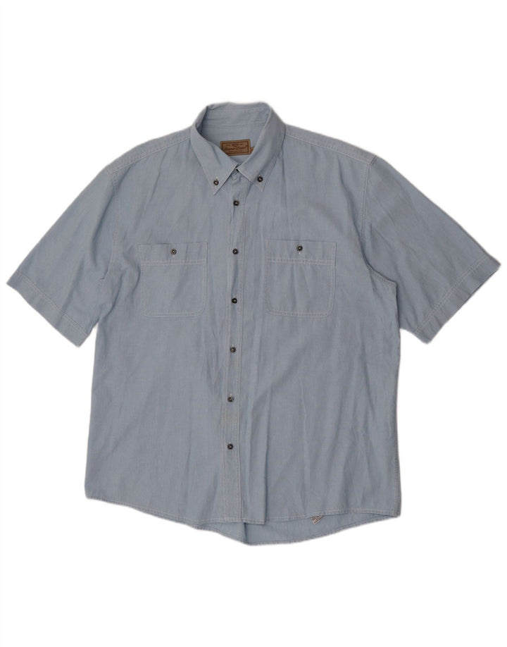 European Project Mens Short Sleeve Shirt XL Blue Cotton