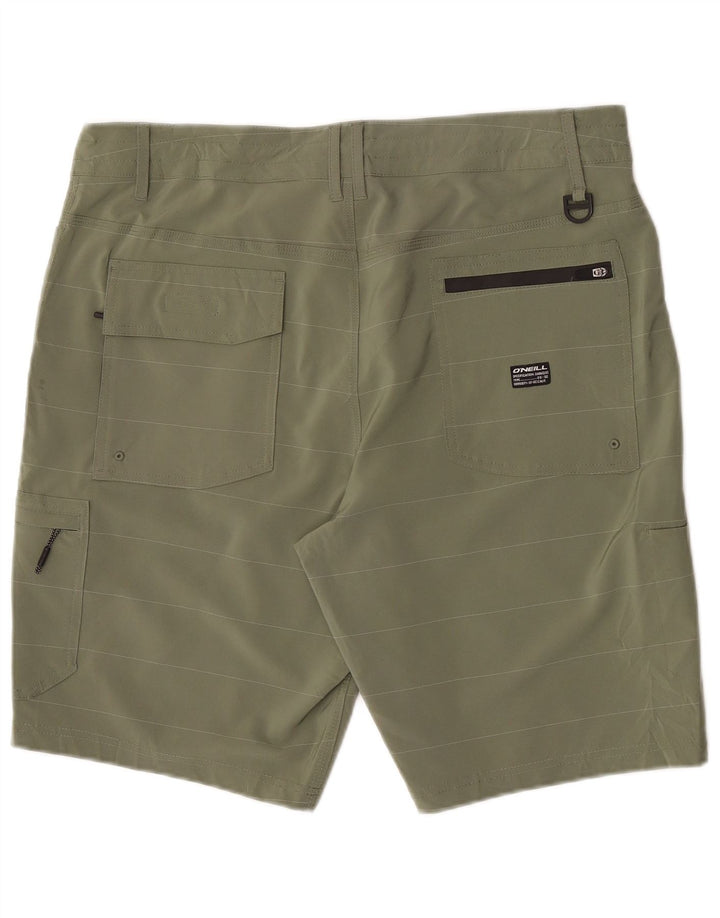 O'Neill Mens Cargo Shorts  W36 Large Green Striped Cotton