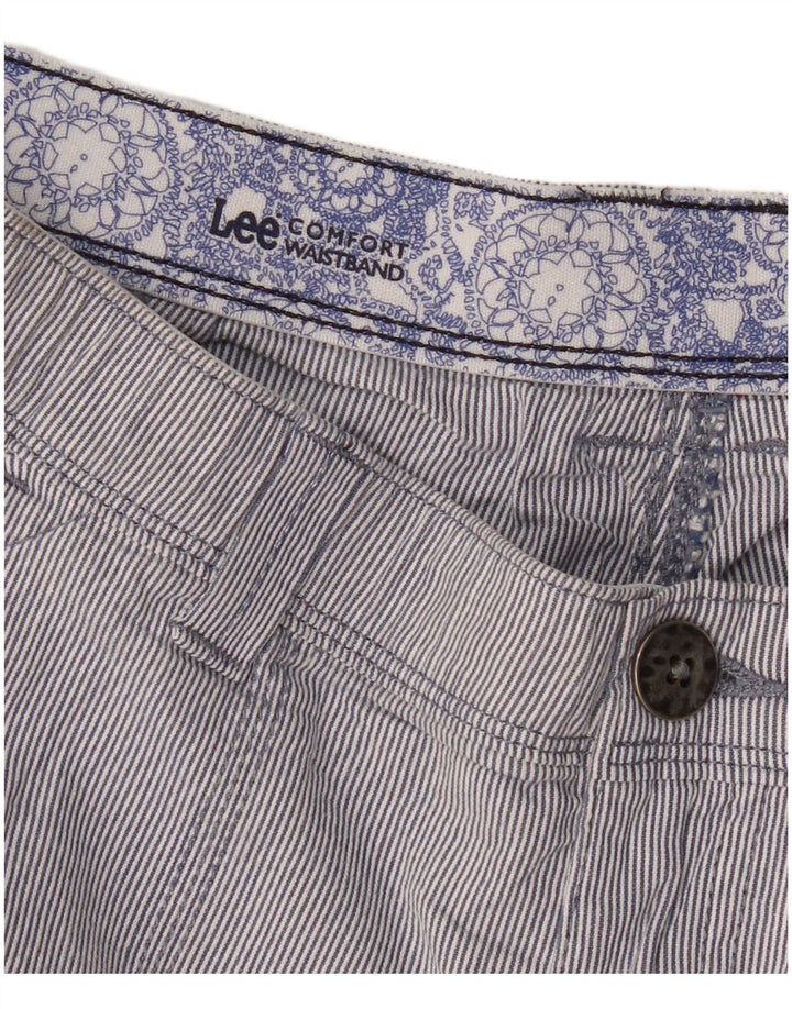 LEE Mens Cargo Shorts W32 Medium Blue Pinstripe
