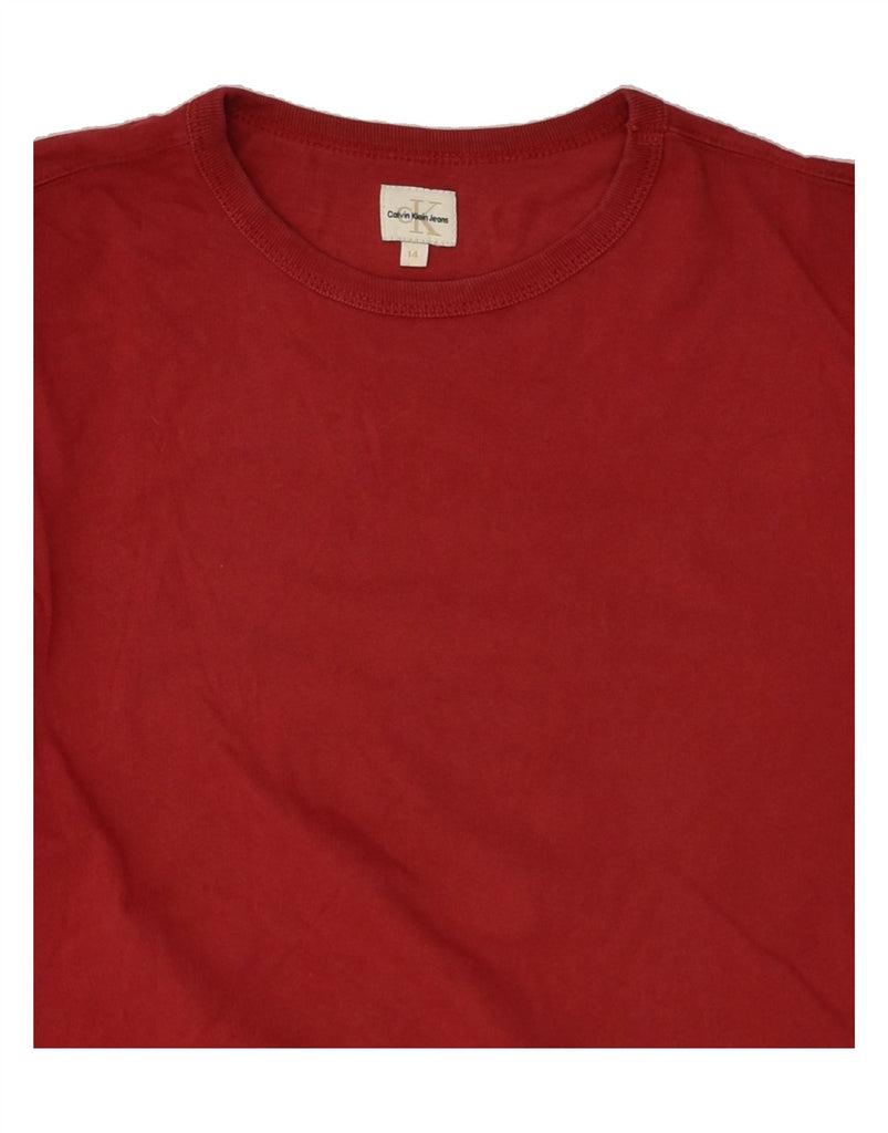 CALVIN KLEIN Boys Graphic Top Long Sleeve 13-14 Years Red Cotton | Vintage Calvin Klein | Thrift | Second-Hand Calvin Klein | Used Clothing | Messina Hembry 