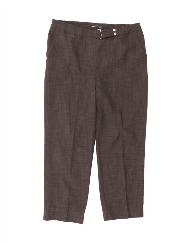 MARKS & SPENCER Womens Straight Suit Trousers US 16 Large W34 L26 Grey Vintage Marks & Spencer and Second-Hand Marks & Spencer from Messina Hembry 