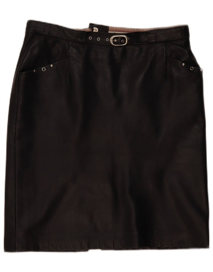 Vintage Womens Leather Skirt W32 Large Black